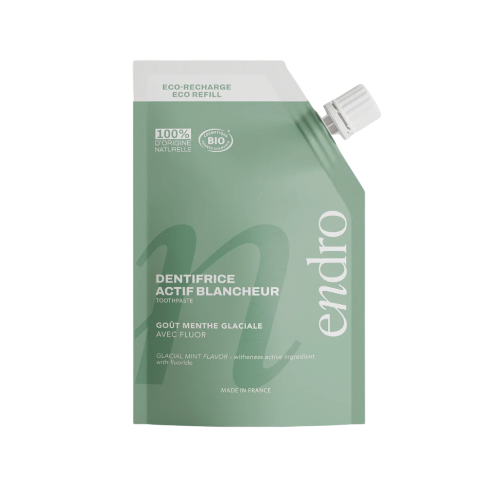 Dentifrice Actif Blancheur au Fluor par ENDRO – présentation de la recharge