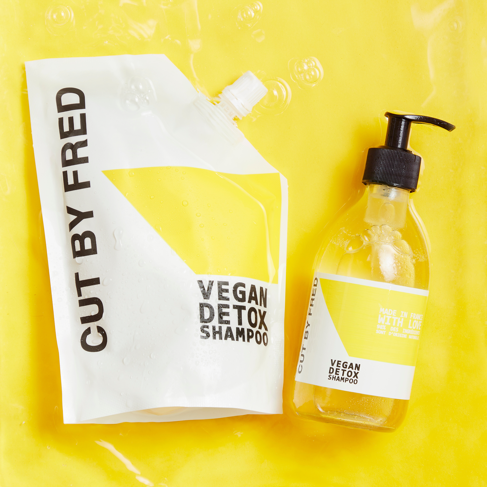 Vegan Detox Shampoo par CUT BY FRED – mise en situation du produit
