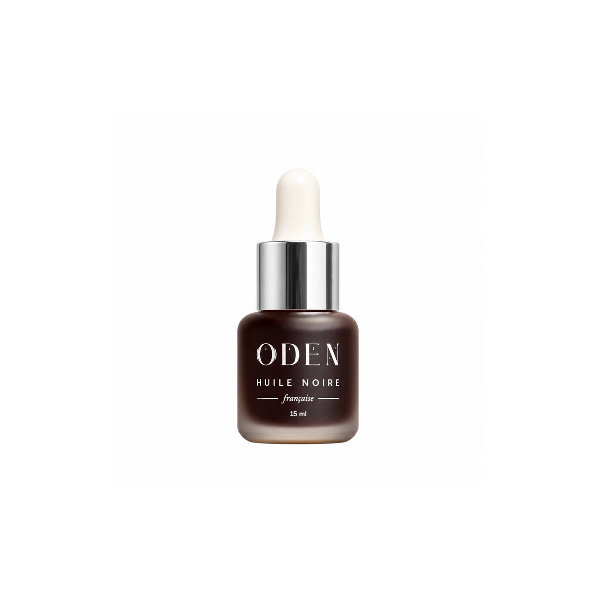 Flacon Huile Noire Relipidante ODEN 15 ml détouré sur fond blanc