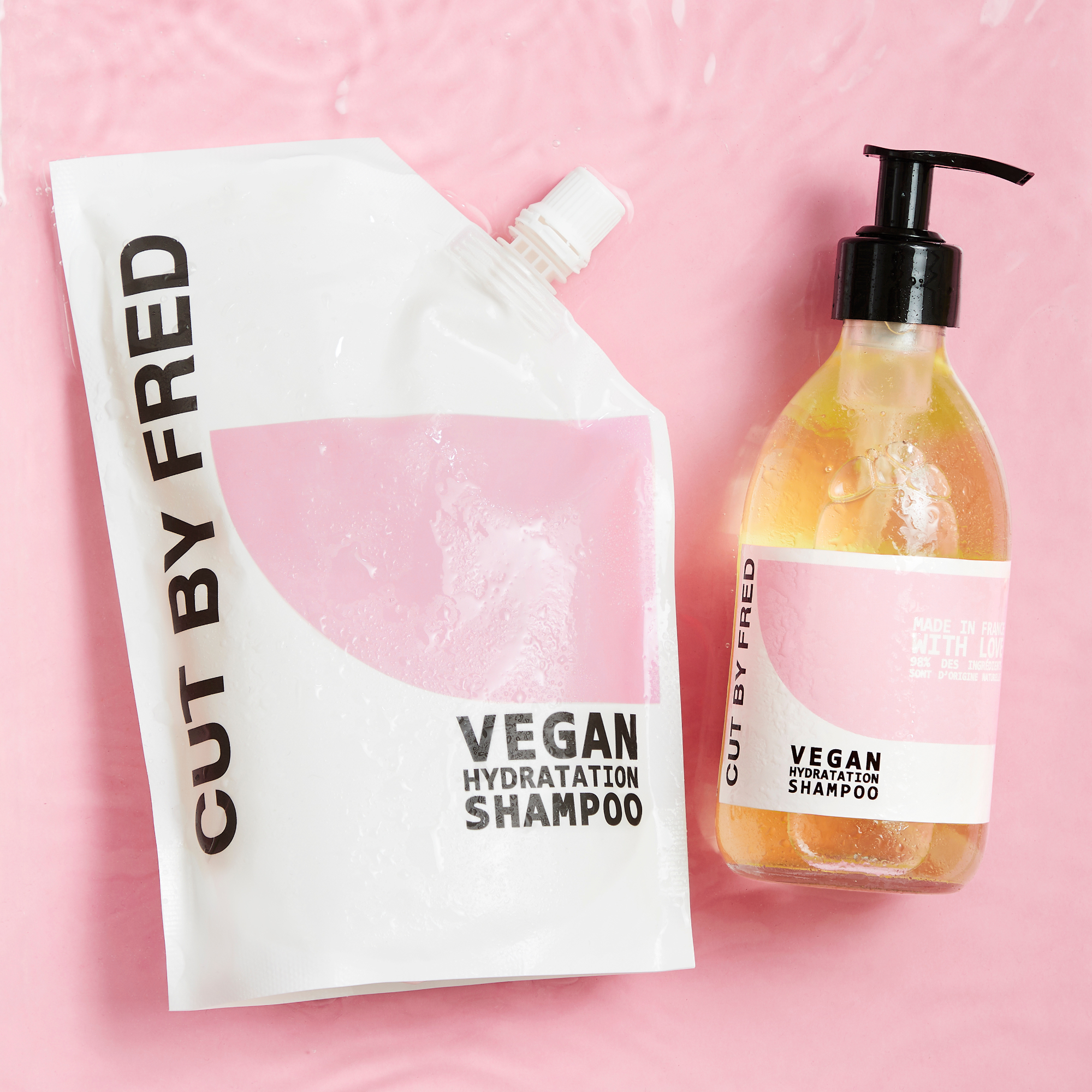 Vegan Hydratation Shampoo par CUT BY FRED – mise en situation du produit